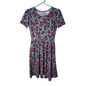 LuLaRoe Amelia Women's Dress Floral Print A-Line Dress XS Pleated Pockets